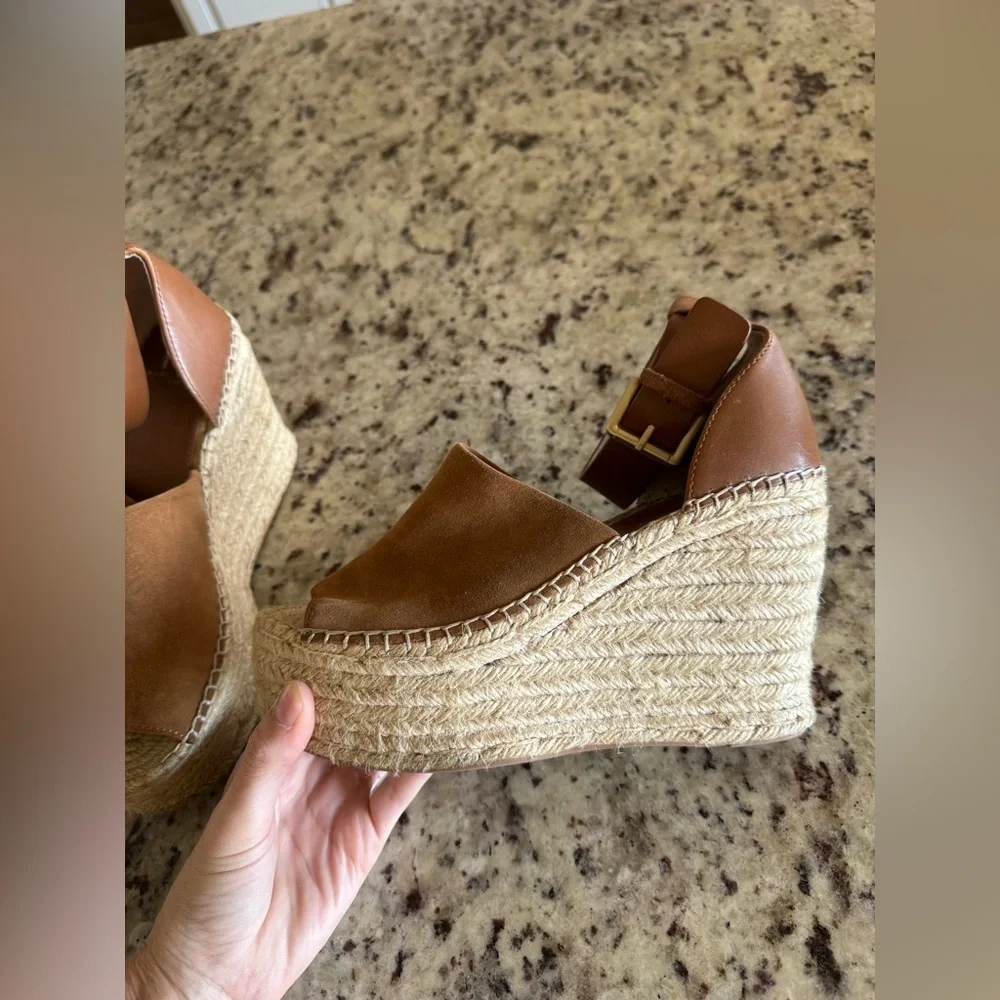 Marc Fisher- Brown Suede Wedge Espadrilles